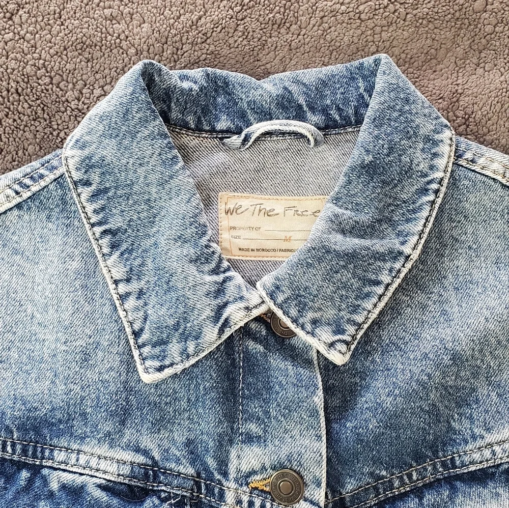Free People Ollie Femme Denim Trucker Jacket in Aged Stone - Picture 5 of 15